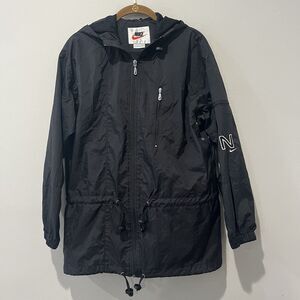 VTG 90s Nike Jacket Women’s S Black Track Windbreaker Rain Coat 90s Gorpcore Y2K